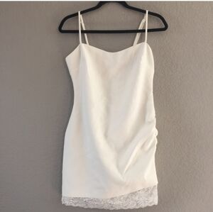 Likely Mezza White Bridal Gathered Ruched Lace Hem Short Mini Dress Size 4